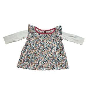 TEA COLLECTION Pink Ditzy Floral Ruffle Sleeve Play Dress Size 3-6 Months Cotton
